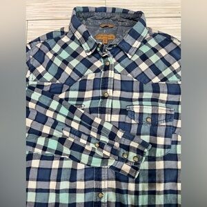JACH’S GIRLFRIEND Women’s Bea Blue Turquoise Flannel Pearl Snaps Paisley‎ Medium